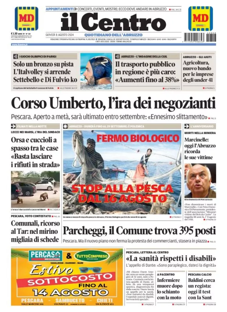 Prima-pagina-il centro-oggi-edizione-del-2024-08-08